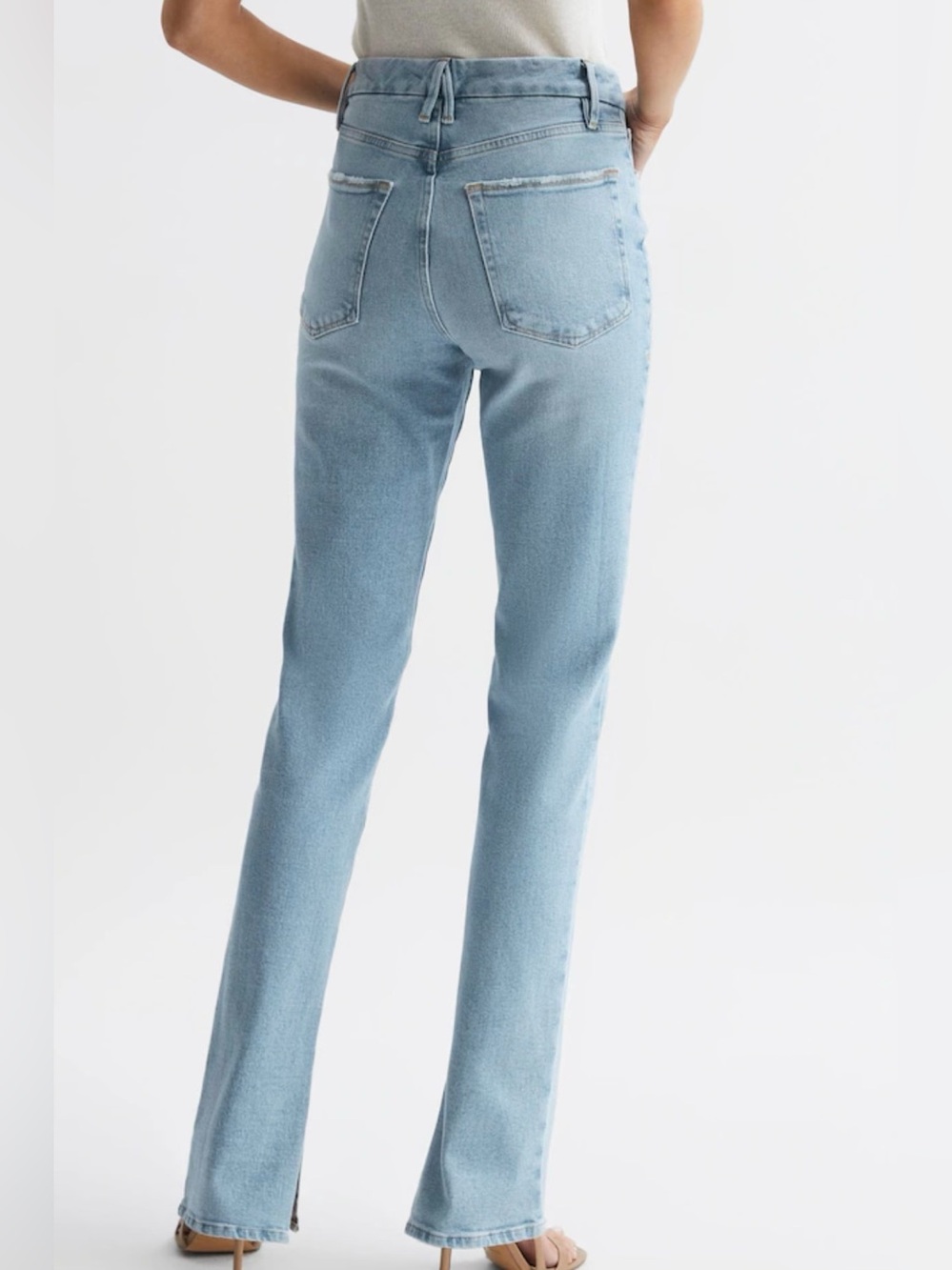 Good American Mid Blue High Rise Inseam Slit Jeans - Picture 2 of 13